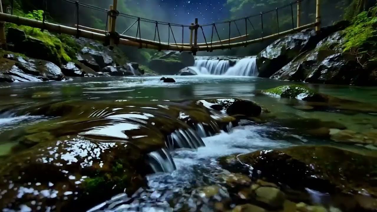 Ultimate Calm River Sounds 🎋💧 Fireflies + Mist + Waterfall Ambience