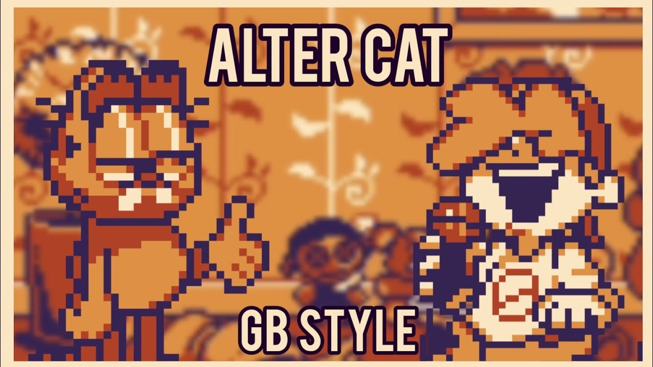FNF Alter Cat Gameboy style Gorefield Gameboy'd