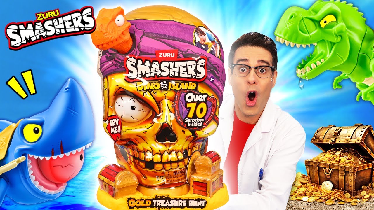 Abro CALAVERA GIGANTE DE ORO con SORPRESAS 🎁 Zuru Smashers Gold Dino Island