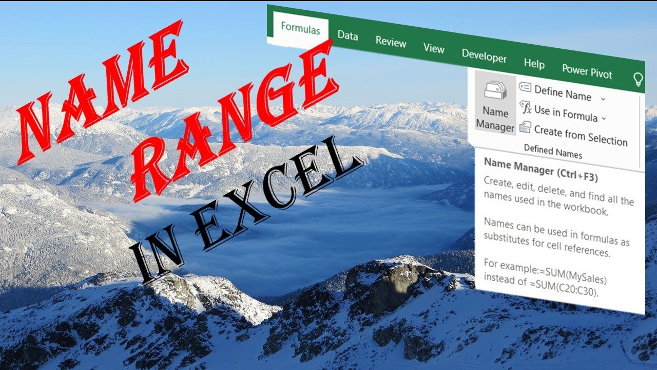 NAME RANGE IN EXCEL