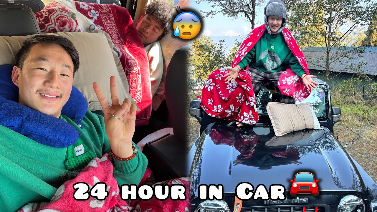 LEAVING 24 HOUR IN CAR CHALLENGE😰￼.     #viralvideo #challengevideo #vlog #thar 