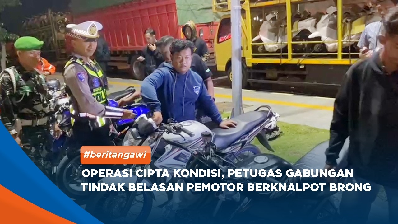 NGAWI - Operasi Cipta Kondisi, Petugas Gabungan Tindak Belasan Pemotor Berknalpot Brong