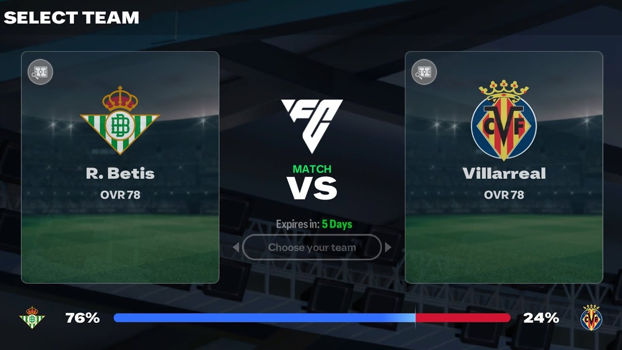 Real Betis Balompié vs. Villarreal CF. Football Centre. FC Mobile 