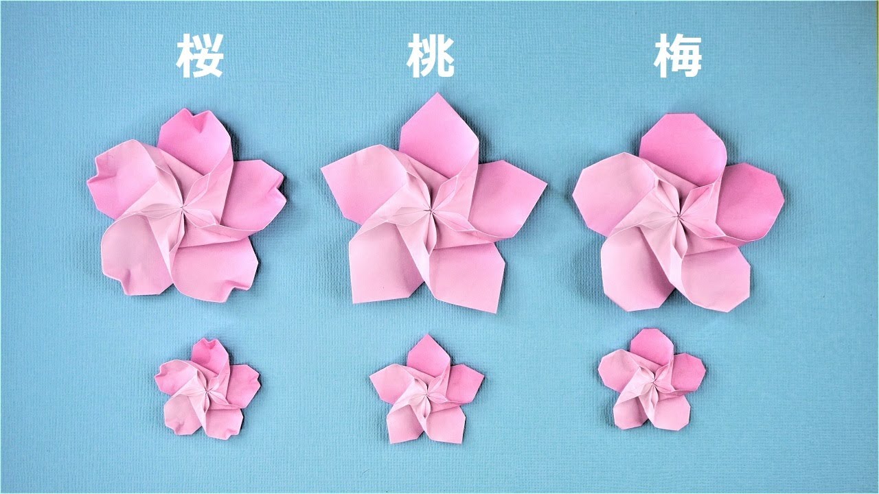 折り紙 桜、桃、梅の花 立体 折り方 Origami flower Cherry blossoms peach plum tutorial（NiceNo1）