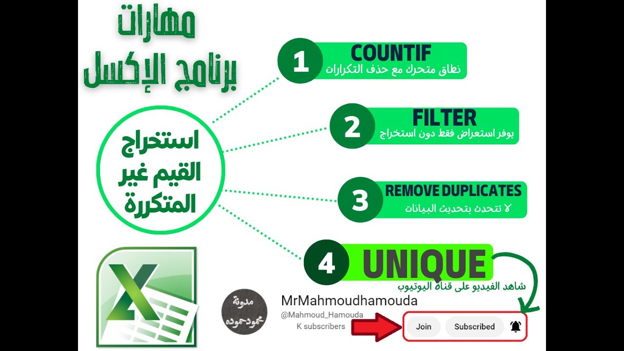 استخراج القيم غير المتكرر في الاكسل بمعادلة واحدة | UNIQUE | Remove Duplicates