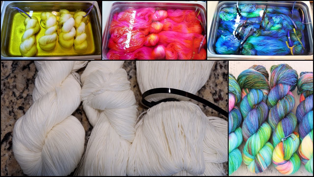 Layering 3 Types of Resist Dyeing on Yarn; Twisted, Knotted, & Zip Tie Resists (Dyepot PS 93)