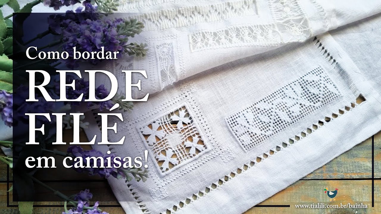 Como bordar REDE FILÉ em camisas! Já viu crivo bordado em roupas? #Bordado desfiado a mão iniciantes