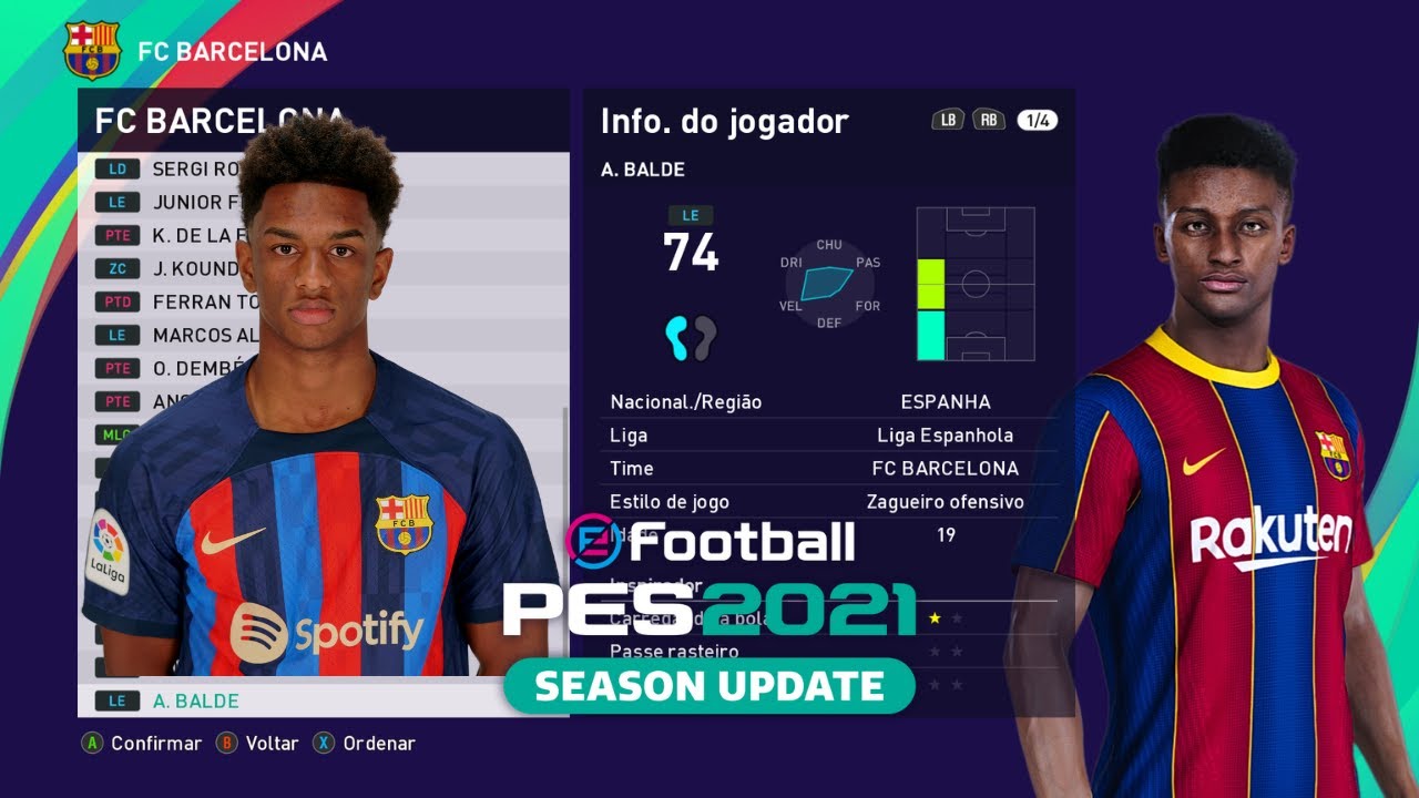 EDITAR FACE HABILIDADES ALEJANDRO BALDE BARCELONA  PES 2021 COPIA DE BASE