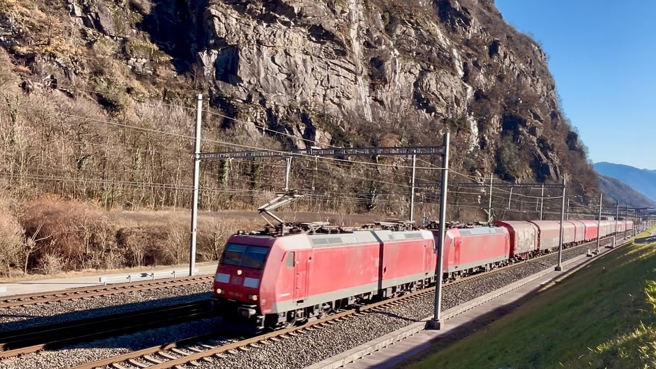 #418# TRENI MERCI - Il 45000 di DB da Chiasso a Mannheim in transito a sud di Biasca! #alptransit