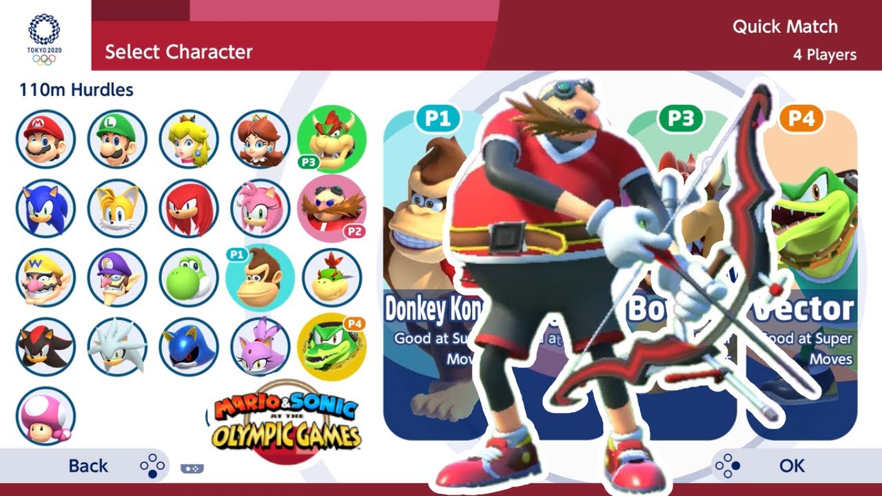 Donkey Kong VS Eggman VS Bowser VS Vector Gameplay (4 Players) | Mario & Sonic at Tokyo 2020