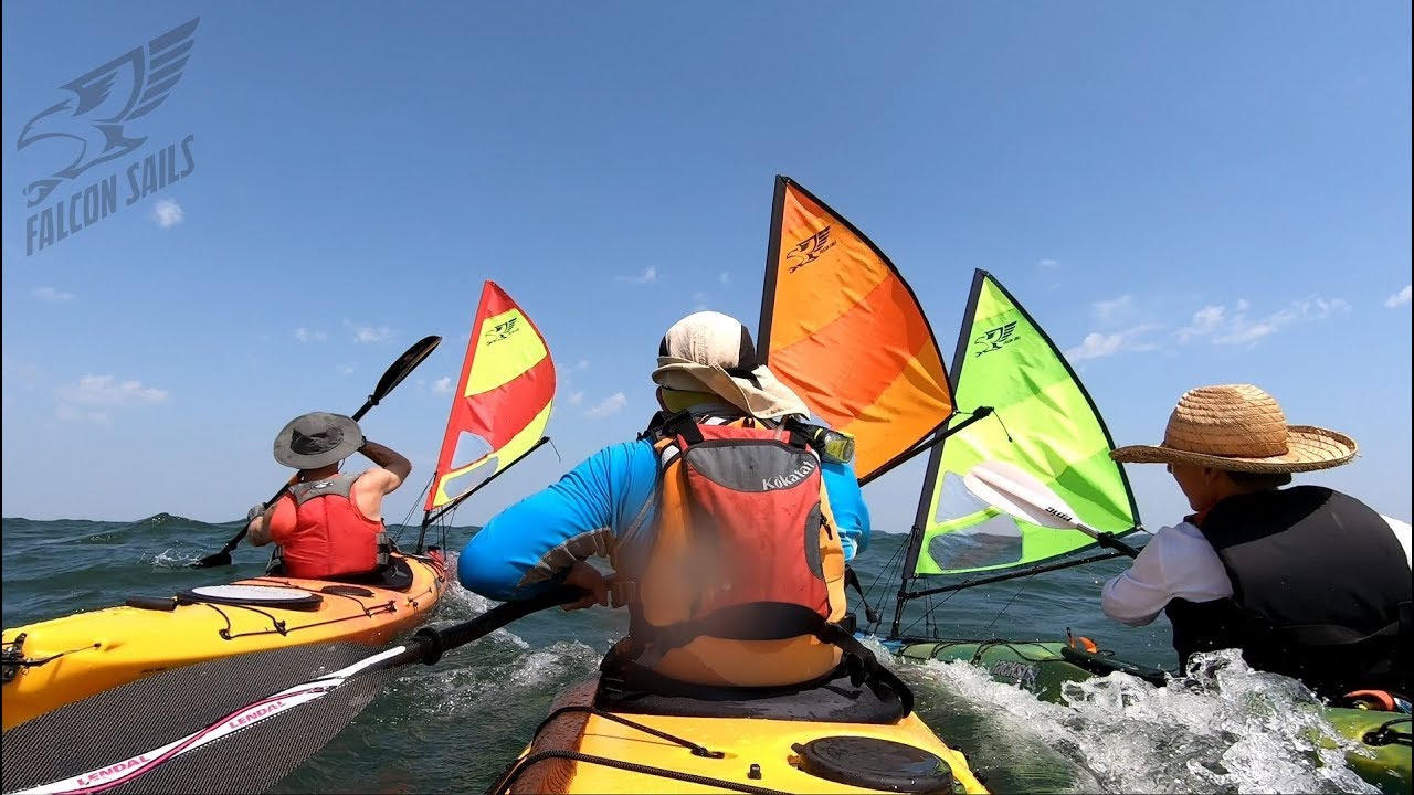 Exciting Kayak Sail with 3 friends on Jackson Sea Kayaks.