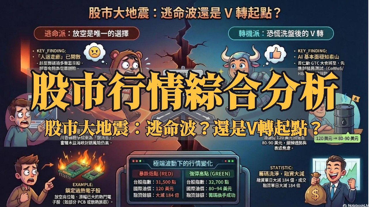 【退休存股族必看】主題-2026/3/10 股市行情分析-股市大地震 逃命波還是V轉起點？