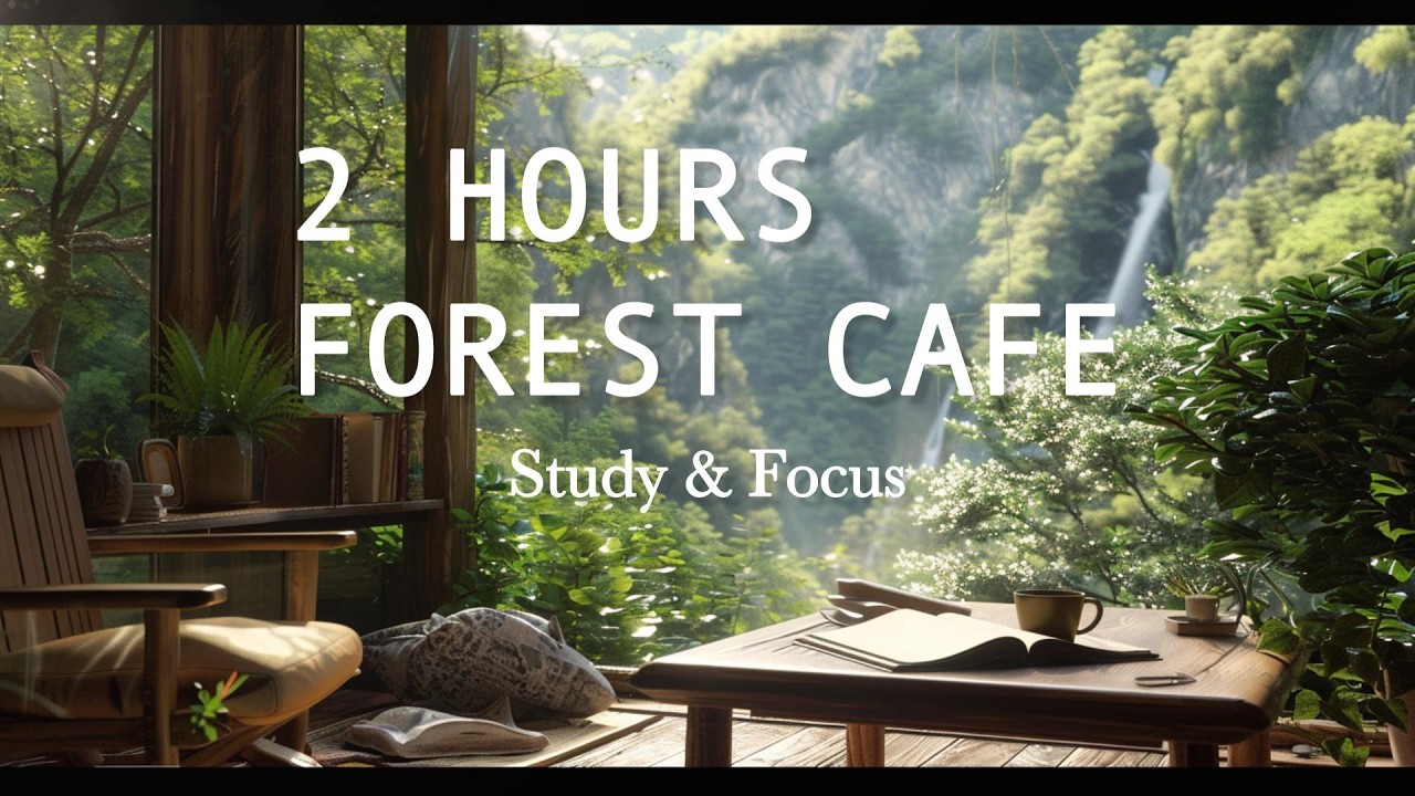 Relaxing Coffee Jazz in a Forest Living Room ☕🌿Soft Jazz with Waterfall Views for Focus & Calm