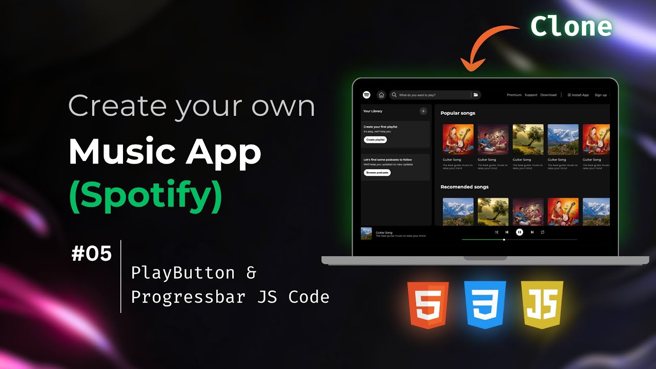 I Added REAL Functionality to Spotify Clone! Play Button & Progress Bar in JS | Spotify Clone Part 5