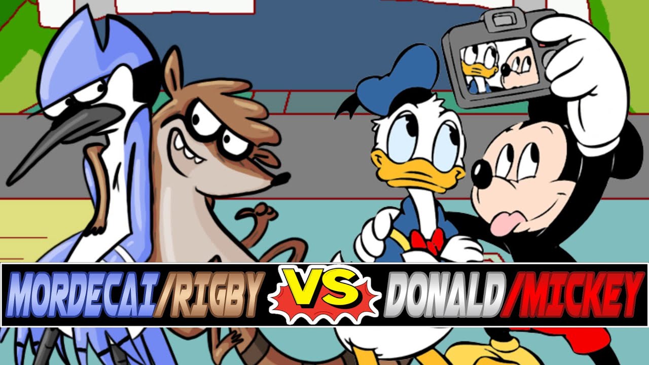 M.U.G.E.N. Battles | Mordecai/Rigby vs Mickey Mouse/Donald Duck | Regular Show vs Disney