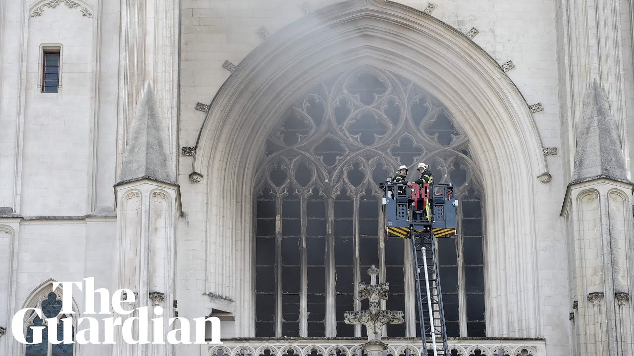 Smoke pours out of Nantes Cathedral as firefighters tackle blaze