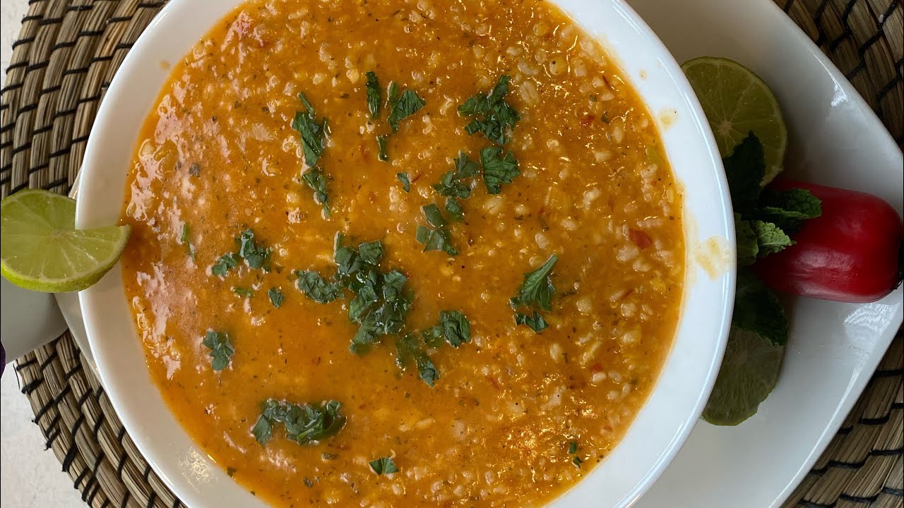 طريقة عمل شوربة العدس بالبرغل والارز سهلة ولذيذة  ❤️ هتعجبكم 😉