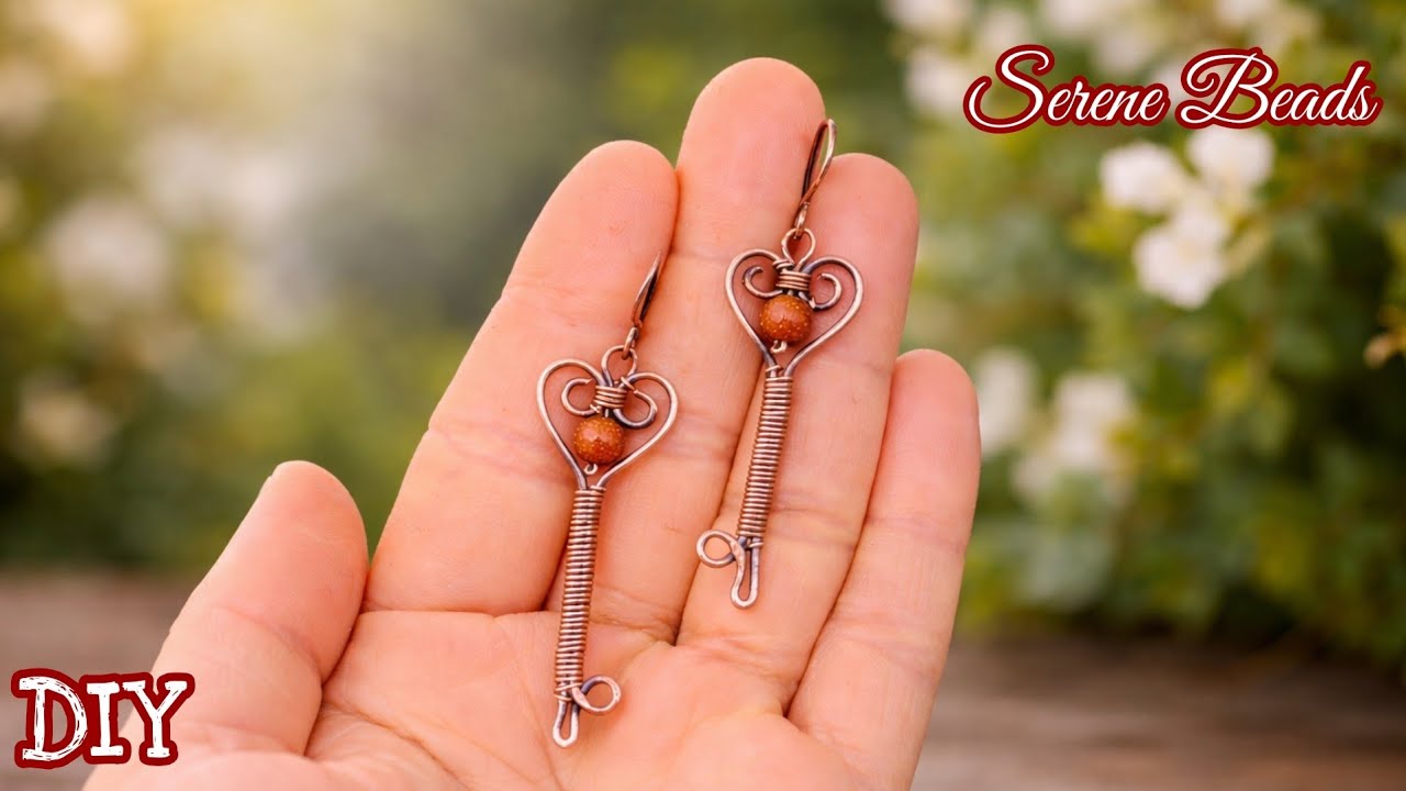 DIY wire wrapped heart key |  Key to heart wire jewelry 