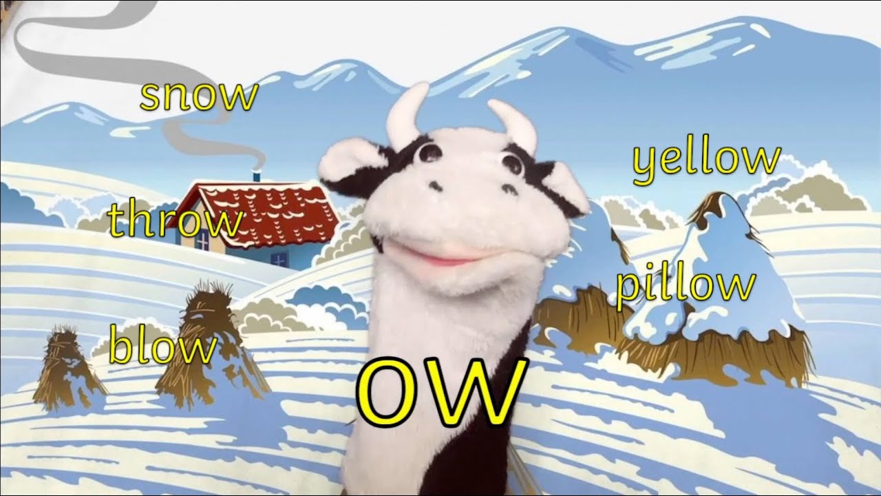 The ow song - (snow, throw, blow, yellow, pillow) - Moo Cow Phonics