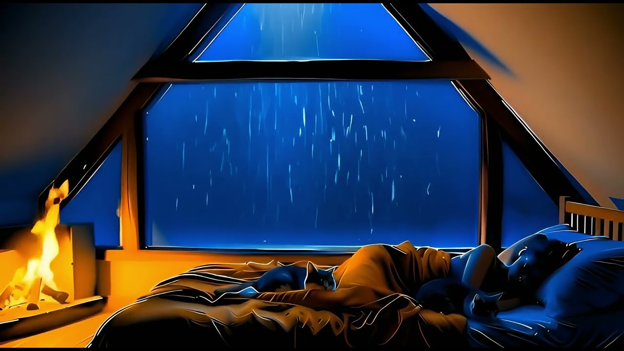 The sound of rain at the window, thunder for sleep,relaxation, and meditation.
