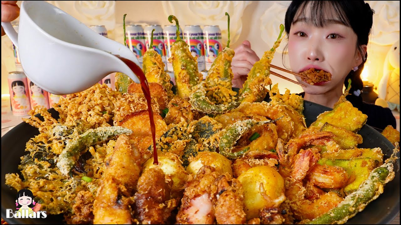 🤩 입천장 튼튼한 사람들 다 모여~! 바삭한 튀김이 올라간 텐동과 맥주 먹방 Tendon & Beer Mukbang Eatingshow ASMR
