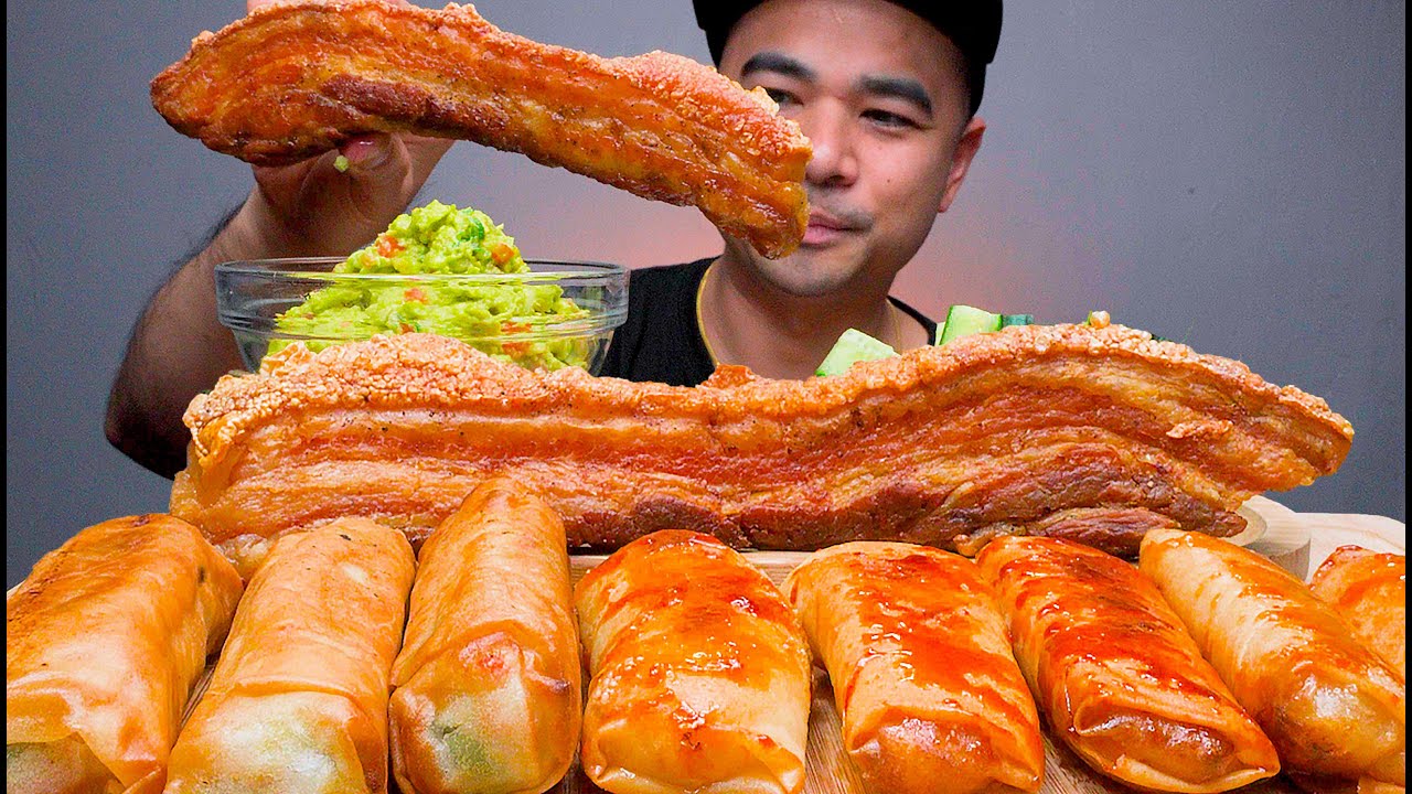 CRISPY PORK BELLY WITH GUACAMOLE | SPRING ROLL | SWEET BANANA ROLL | LECHON KAWALI | LUMPIA | TURON