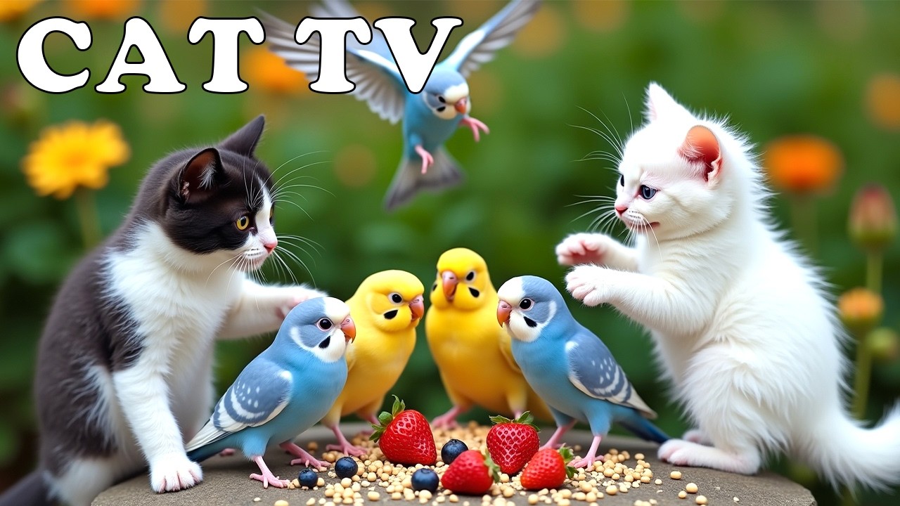 4K HDR CAT TV 😸📺 Много птиц среди весенних цветов 🦜🌸 Природная терапия для кошек, когда они остаю...