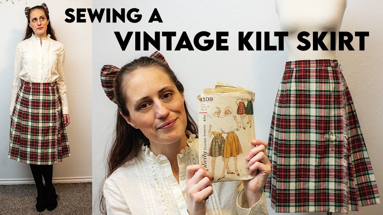 PLAID TARTAN KILT SKIRT from a vintage sewing pattern