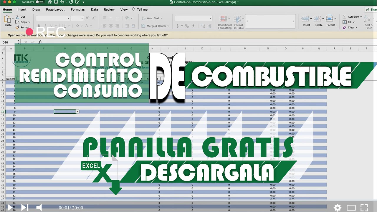 Control de Combustible en Excel [DESCARGA GRATIS 2025]