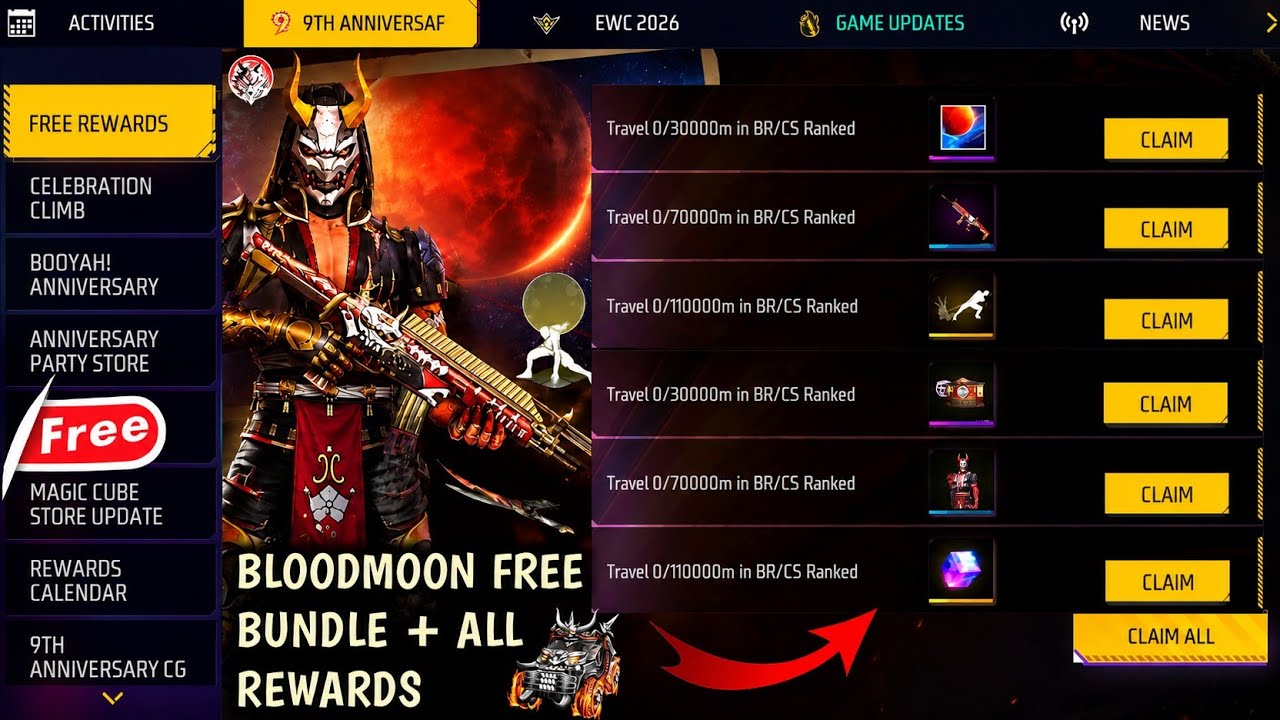 Bloodmoon Free Bundle + All Rewards 🤯 Magic Cube Event Free Fire | BloodMoon Event Free Rewards 2026