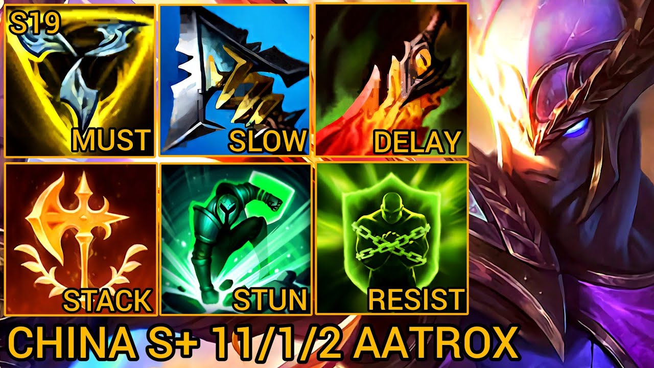 Challenger Aatrox Baron Lane S+ 11/1/2 - China Wild Rift New Build & Runes By Tiarty