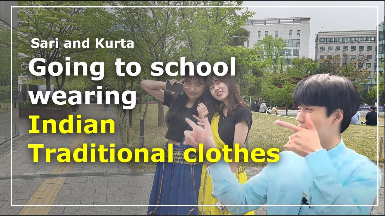 Going to school with Indian traditional clothes on 🏫 | School vlog wearing Sari and Kurta