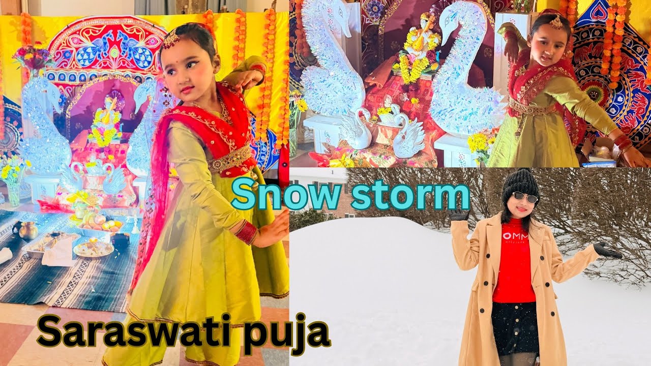 Classical dance by Prisha in OSNE Saraswati puja, USA|| Snow storm in America ||@RimasJourney 