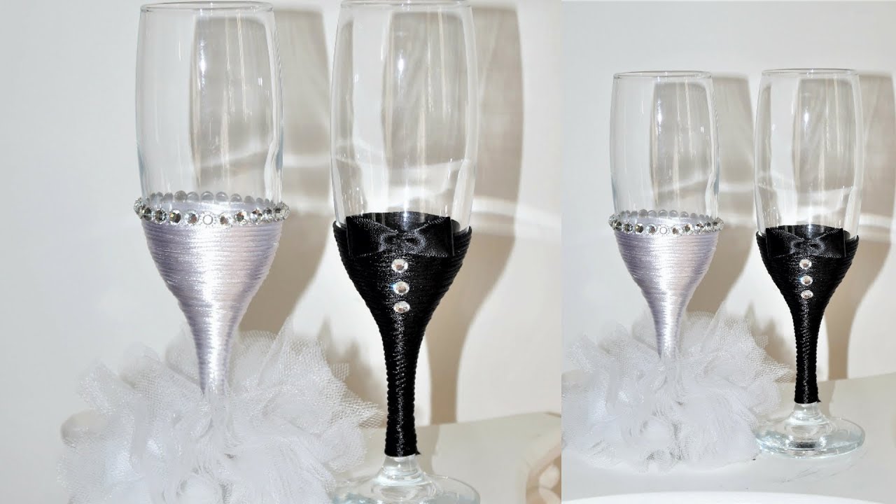 DIY wedding decoration tutorial - DIY BRIDE AND GROOM champagne glass - Sugarella Sweets Party