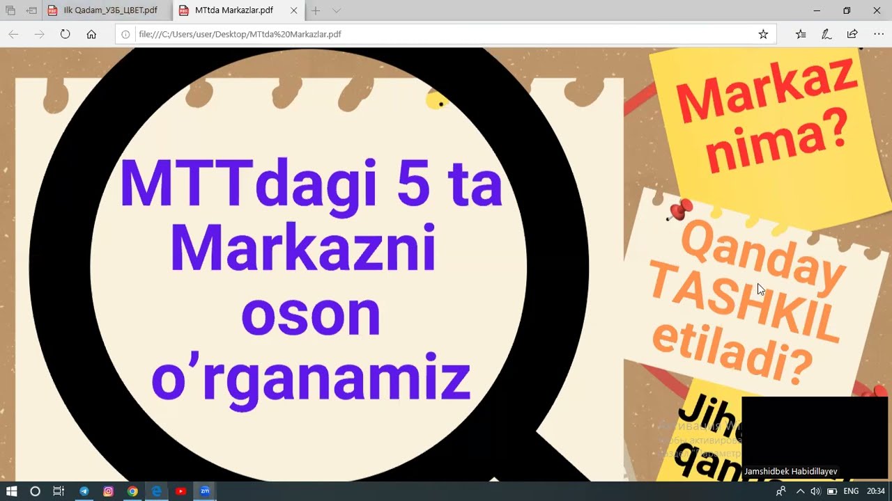 MTT dagi markazlarni o'rganamiz