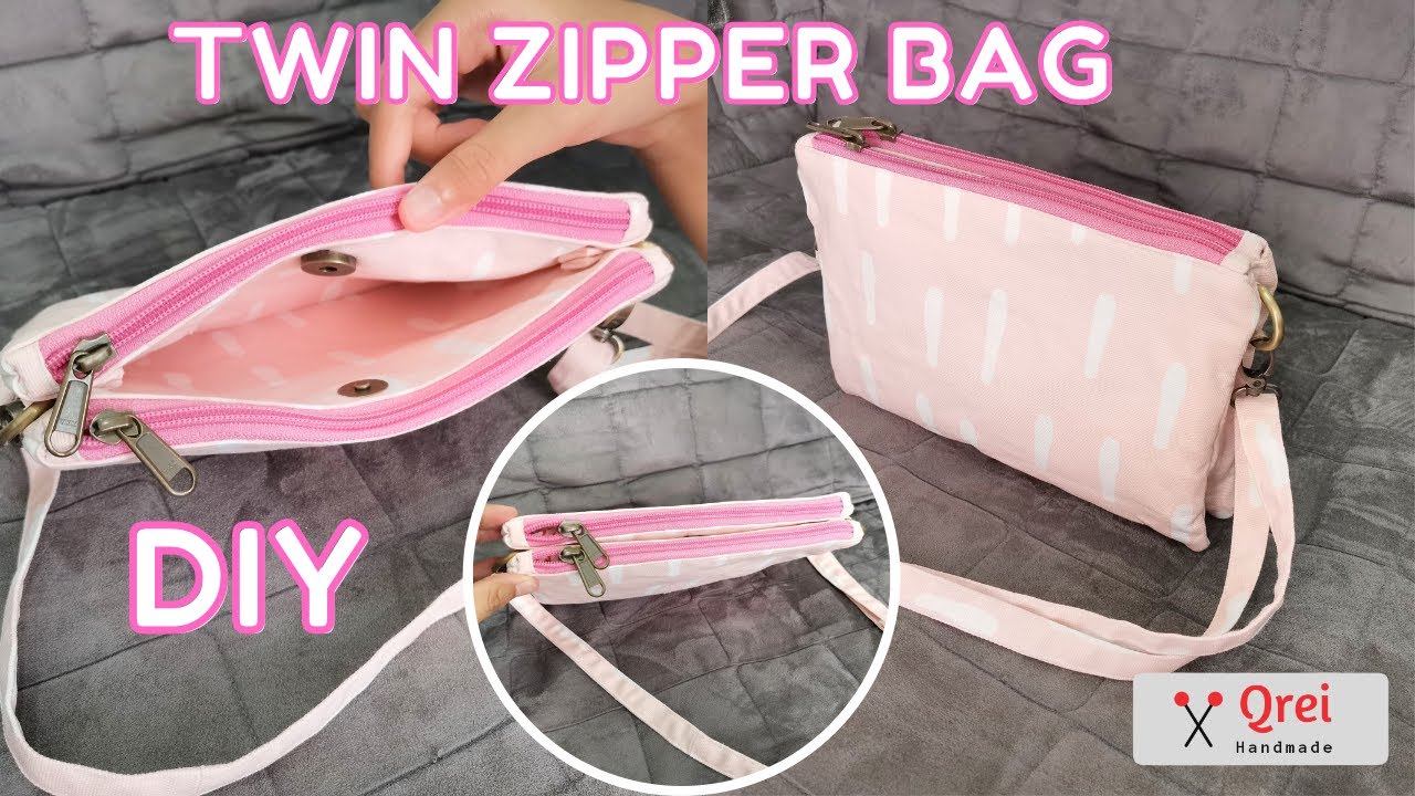 How To Make Twin Zipper Bag | Cara Membuat Tas Banyak Saku