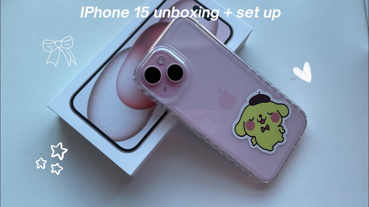 UNBOXING IPHONE 15 ( PINK) AND SET UP 🎀🫧