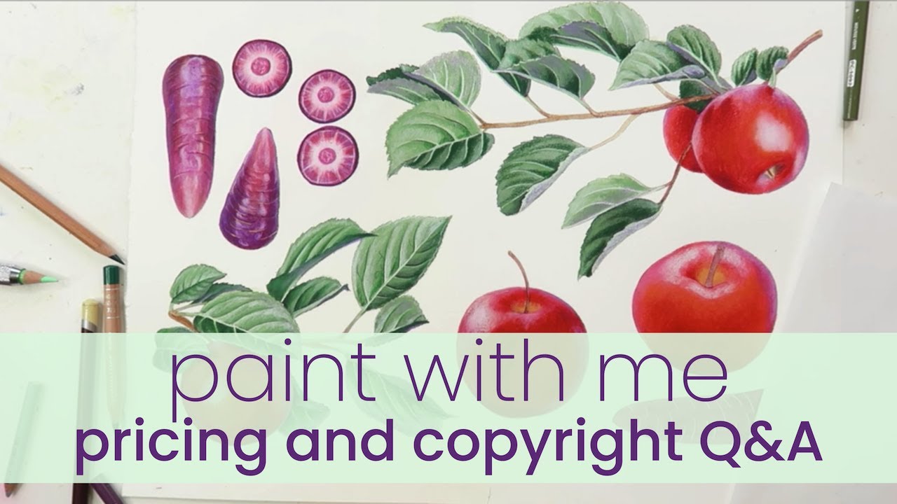 Painting Carrot & Apple Illustration Timelapse with Q&A | Pricing and Copyright