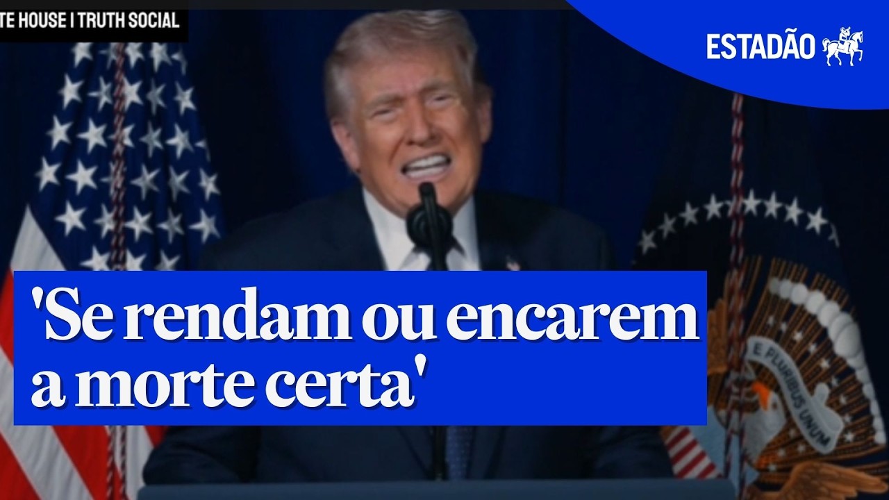 Assista pronunciamento: 'Se rendam ou encarem a morte certa', diz Trump sobre Irã