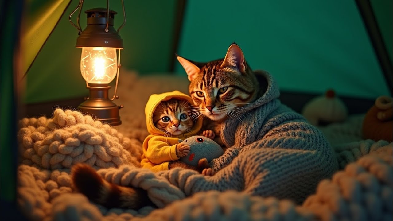 Adorable Cat Camping Trip | Mama Cat & Kitten’s Wilderness Adventure 🐾🏕️