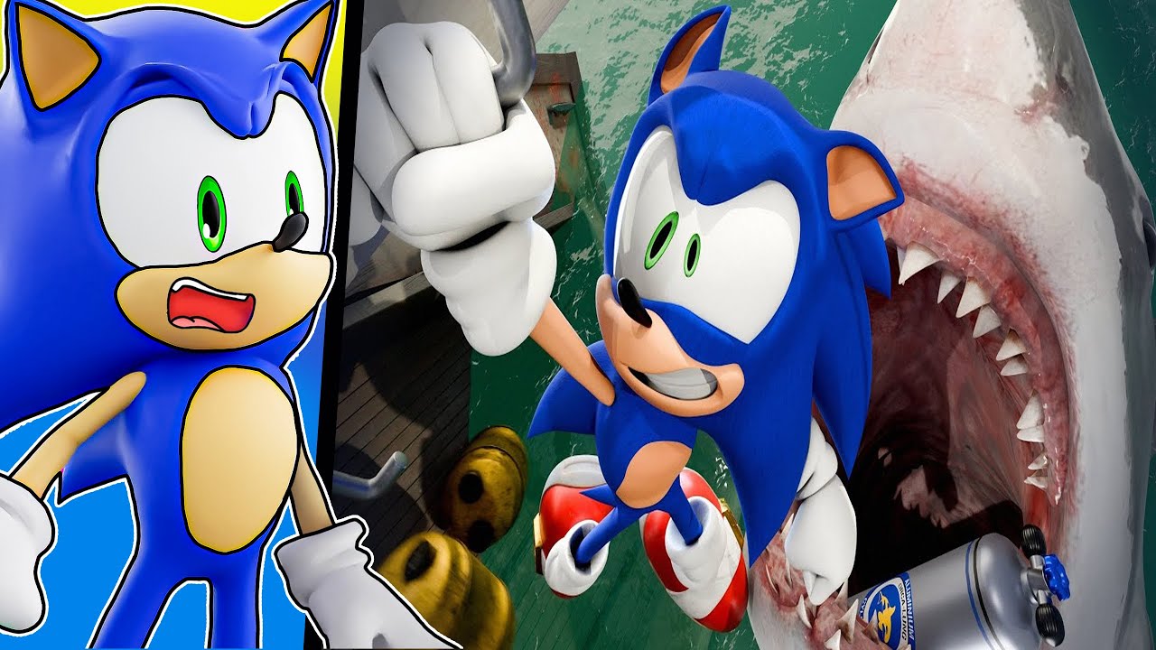 Sonic Vs Giant Shark! (JAWS)