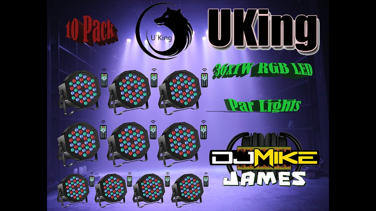 U`King Stage Lights 10 комплектов 36x1 Вт RGB светодиодных прожекторов Par