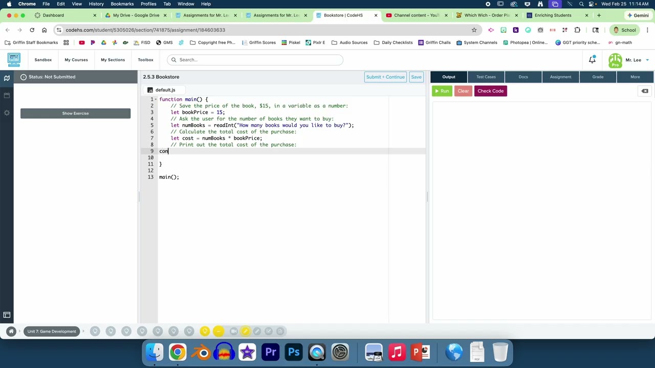 CodeHS Game Development 2.5.3 Bookstore