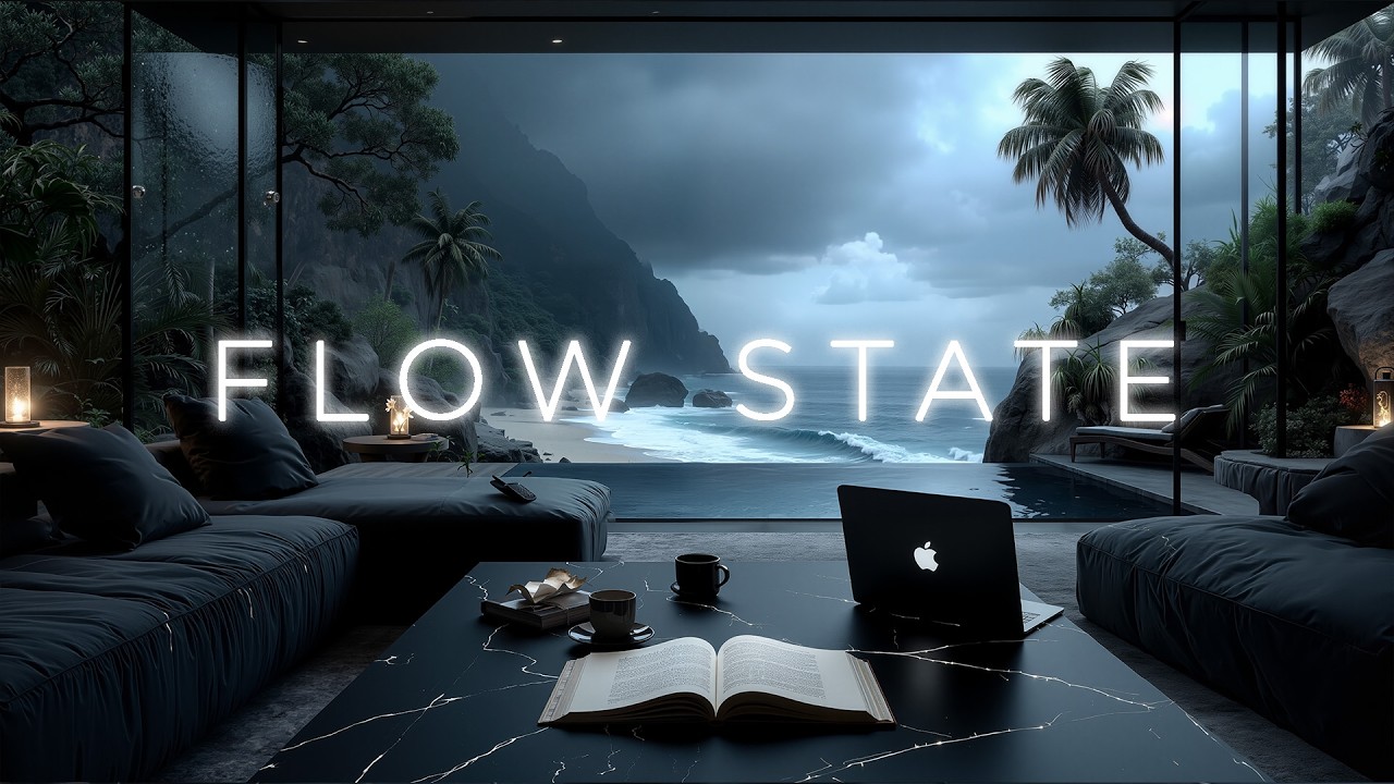 Flow State Activated | Deep Focus for Work & Deep Learning | Dark Rainy Beach Ambience