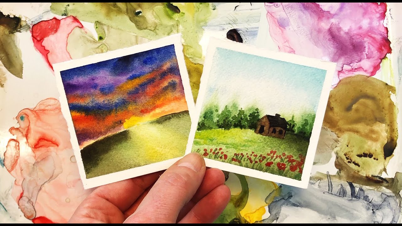Watercolor Painting /Landscape/ Sunset/ Mini Monday Madness #23[Step by Step] Watercolor Tutorial