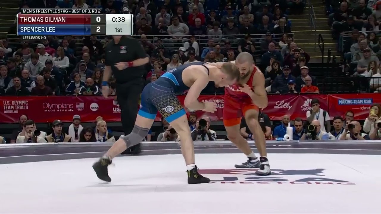 57kg Match 2 - Spencer lee vs Thomas Gilman - Olympic Team Trials Wrestling 2024