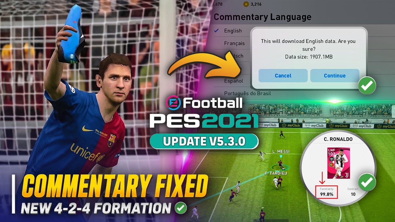 Обновление PES 2021 Mobile Offline v5.3.0 | Английский комментарий и исправленная сыгранность игр...