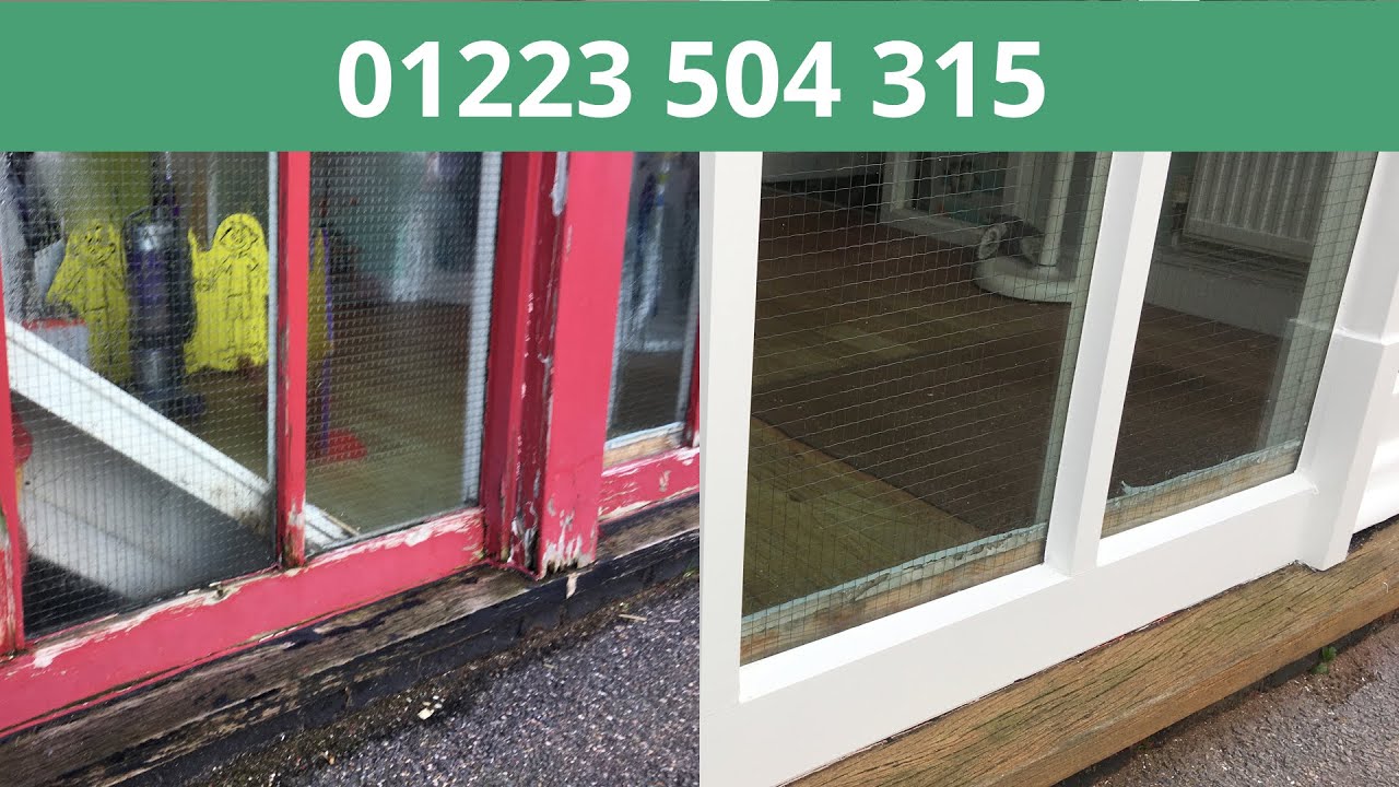 Wooden shop front window restoration. Before & After