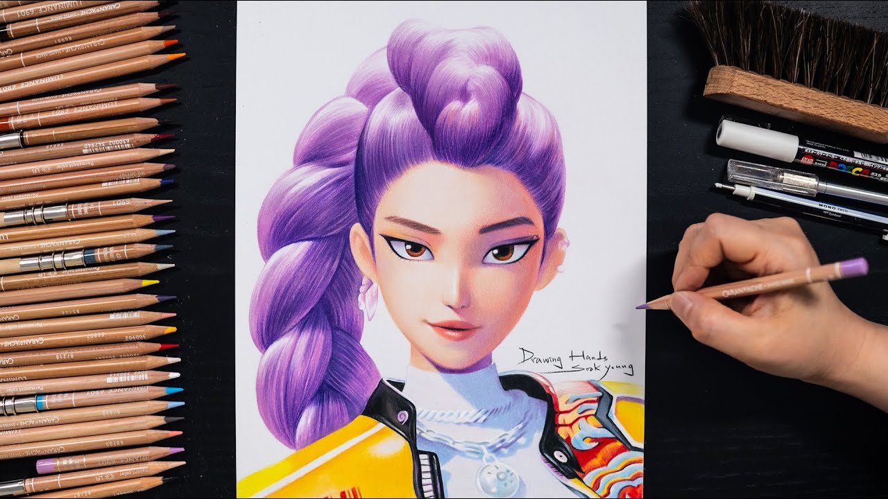 Drawing KPop Demon Hunters - Rumi (케이팝 데몬 헌터스 - 루미 그리기) [Drawing Hands]