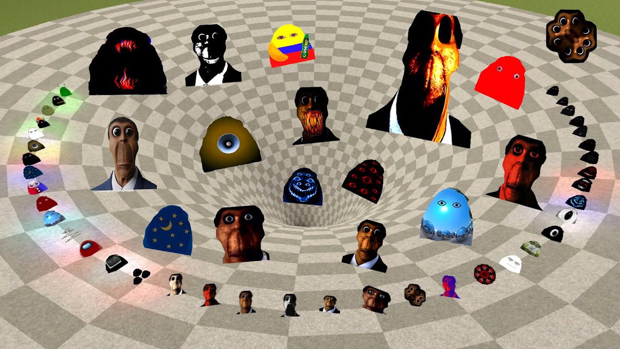 Angry Munci Nextbots, Obunga Family FALL into a FUNNEL Chasing me in Garry's Mod